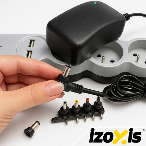 Univerzális tápegység Izoxis 30W, 3-12V USB, 6 cserélhető csatlakozóval