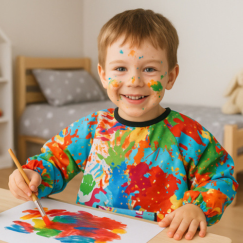 Vízálló, Poliészter Gyerek Festő és Konyhai Kötény 4-6 Éveseknek, Hosszú Ujjú, Elasztikus Mandzsettával - Kruzzel 26122