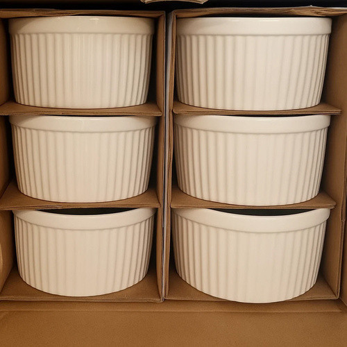 RUHHY 6 Darabos Fehér Kerámia Hőálló Kokilák - 200 ml, Kiváló Hőállósággal, Mosogatógépben Mosható, Mikrohullámú Sütőben Használható, 9 x 4,6 cm