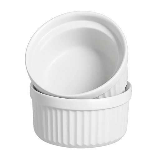 RUHHY 6 Darabos Fehér Kerámia Hőálló Kokilák - 200 ml, Kiváló Hőállósággal, Mosogatógépben Mosható, Mikrohullámú Sütőben Használható, 9 x 4,6 cm