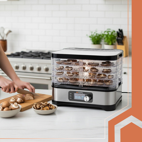 RUHHY 25928 Gombákhoz, Gyümölcsökhöz és Zöldségekhez Alkalmas Szárító 10 Literes Kapacitással, 400 W Teljesítménnyel