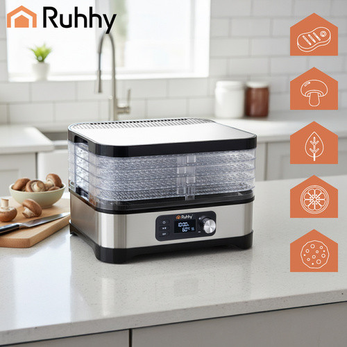 RUHHY 25928 Gombákhoz, Gyümölcsökhöz és Zöldségekhez Alkalmas Szárító 10 Literes Kapacitással, 400 W Teljesítménnyel
