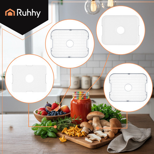 Ruhhy 400W Energiatakarékos gomba-, gyümölcs- és zöldségszárító, 10 liter kapacitás, 5 tálca, rozsdamentes acél