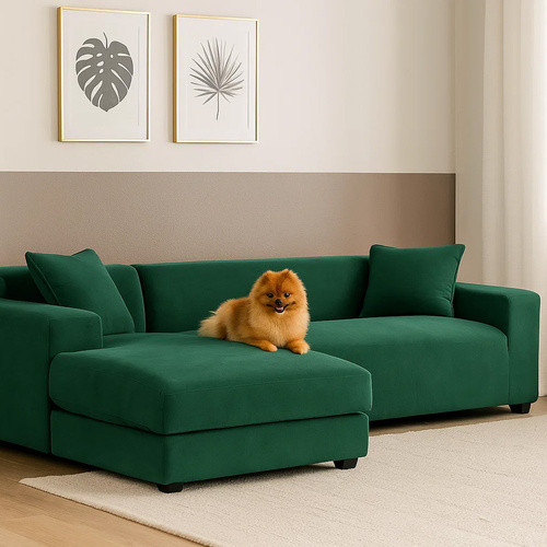 Ruhhy Zöld Mintás Rugalmas Bársony Kanapé Huzat 190-230 cm