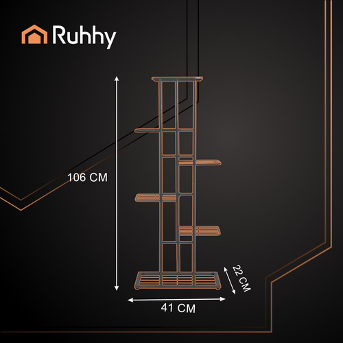 RUHHY Álló Fém Virágtartó 106cm, 6 Szintes, Loft Stílus – Fekete