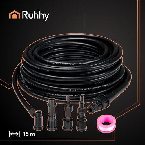 RUHHY 15 m Tisztító Tömlő Vezetékekhez, 138 bar Nyomástűrő Adapterekkel