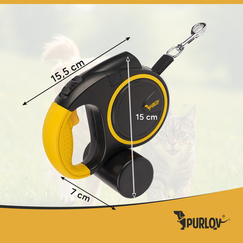 Automata Kutya Póráz LED Lámpával és 5 m Szalaggal - PURLOV 10-25 kg