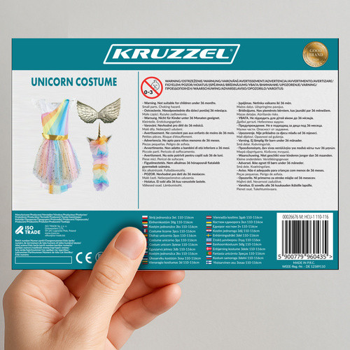 Unikornis gyerek jelmez 110-116 cm KRUZZEL 3 darabos készlet