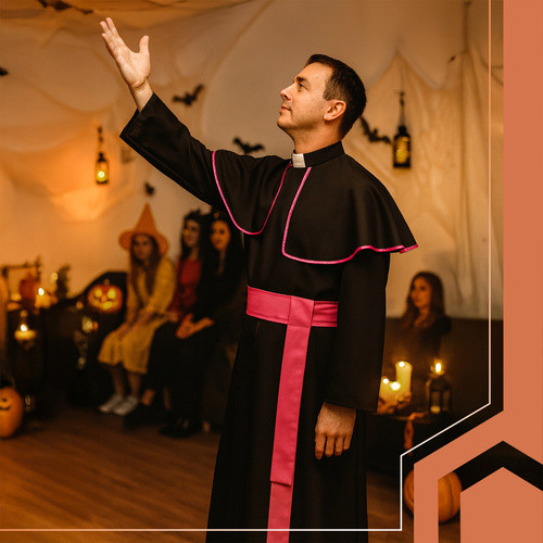 RUHHY XL/XXL Püspök Jelmez - Poliészter Sutánna és Pásztor Öv Felnőtteknek