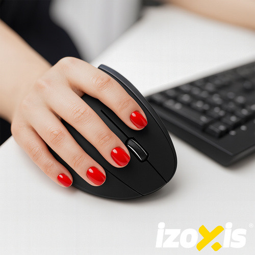 Izoxis 26628 Vezeték Nélküli Ergonomikus Függőleges Egér, Optikai Érzékelő, 6 Funkciógomb, 800/1000/1200 DPI