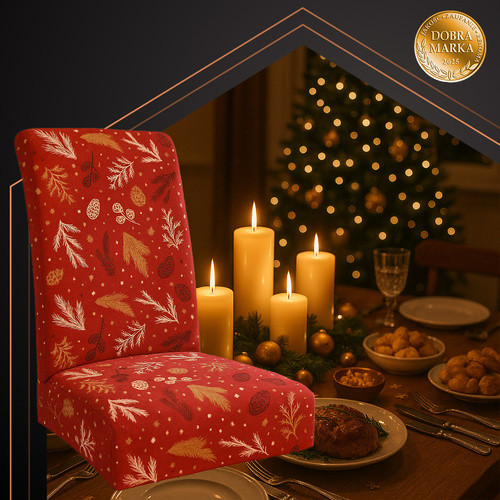 Ruhhy Ünnepi Piros Elasztikus Székhuzat Készlet - 6 darab, 50x40x40 cm