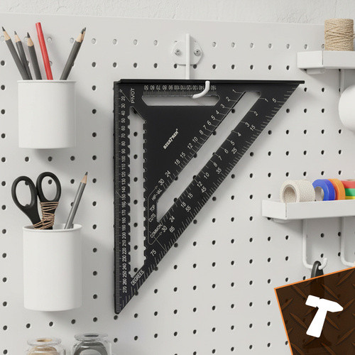 Bigstren Alumínium Asztalos Derékszögű Mérőszerszám 30x30 cm, Fekete, 5 Ceruza Tartozékkal