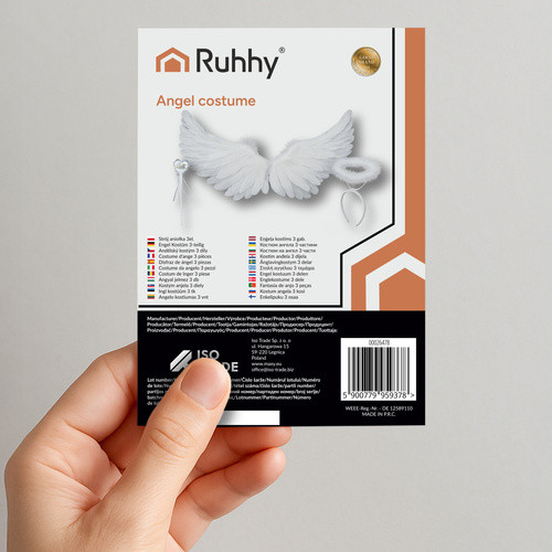 Angyalszárny Dekoráció - 3 elemes Ruhhy Szett: Fehér Angyal Jelmez Kiegészítő