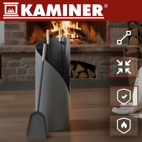 KAMINER 25970 Modern Kandalló Kiegészítők - 4 az 1-ben Acél Szett