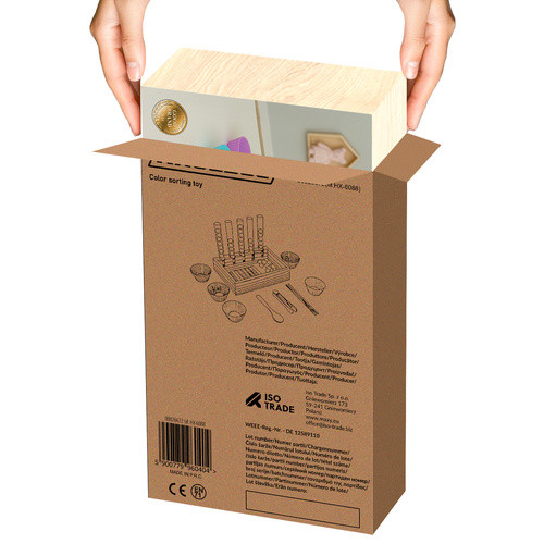 KRUZZEL 26672 - Fa Montessori Oktatójáték, Számolás és Színfelismerés Készségfejlesztő, 16,5 x 14,5 x 22 cm, 0,408 kg