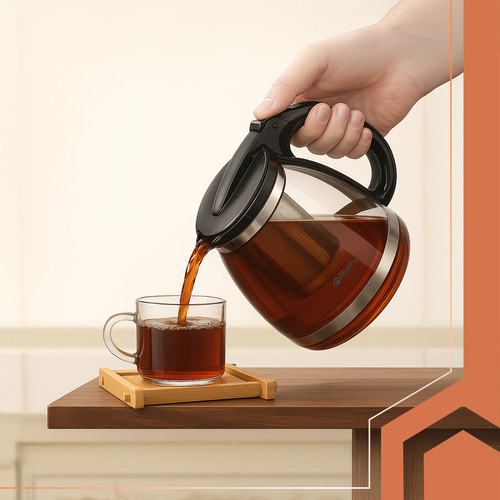 RUHHY 2L Üveg Kancsó Kivehető Rozsdamentes Acél Szűrővel