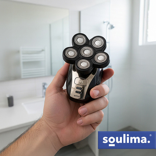Soulima Elektromos Borotva és Többfunkciós Trimmer Szett - Vízálló, USB-ről Tölthető Akkumulátor, Ergonomikus, Fekete