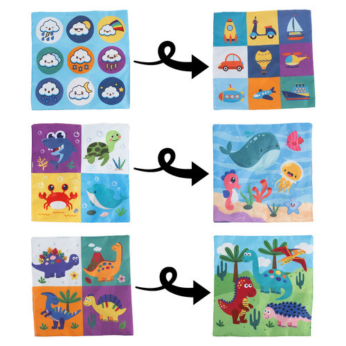 Kruzzel 26289 Rendező - Plüss Textil Doboz Színes Kendőkkel, Montessori Érzékszervi Játék Gyerekeknek 0+