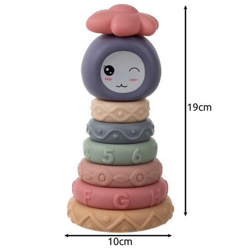 Gyermekeknek való, puha gumiból készült szenzoros építőkocka készlet - 8 db Montessori torony