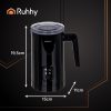 RUHHY 400W Fekete Elektromos Tejhabosító - 160 ml Habosítás, 350 ml Melegítés, Kávézói Minőség Otthon
