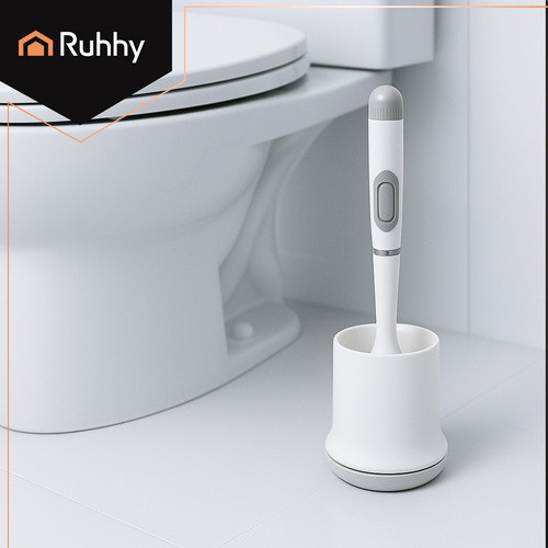 RUHHY Fehér Függeszthető Szilikon WC Kefe Szellőztetett Tárolóedénnyel, 43x10x10 cm