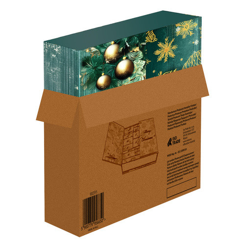 Adventi Naptár Férfiaknak - 2025, Karácsonyi Ajándékokkal, 24 Különböző Meglepetéssel, Zöld-Arany Design, Lamellás Kartonból, Újrahasznosítható Csomagolás