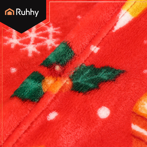 RUHHY Kétszemélyes, Karácsonyi Flanel Takaró 150x200 cm, Poliészter, Pirosszínű és Színes