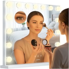   LED Kozmetikai Tükör Soulima 58x46 cm Hollywoodi Stílusban, 15 Energaitakarékos LED Izzóval
