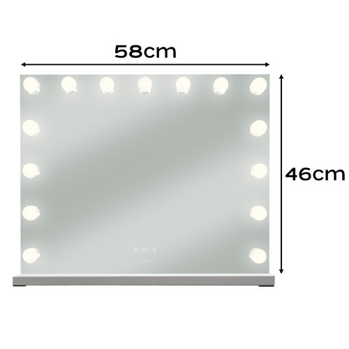 LED Kozmetikai Tükör Soulima 58x46 cm Hollywoodi Stílusban, 15 Energaitakarékos LED Izzóval