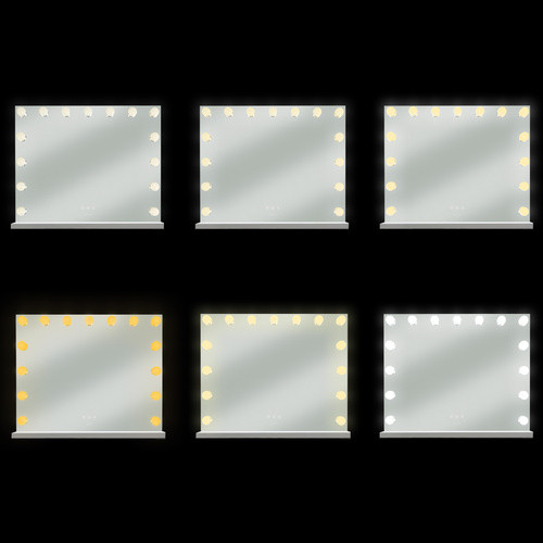 LED Kozmetikai Tükör Soulima 58x46 cm Hollywoodi Stílusban, 15 Energaitakarékos LED Izzóval