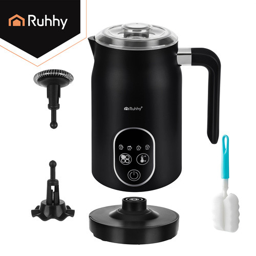 Ruhhy LED Kijelzős 500W Elektromos Tejhabosító - Fekete, 4 az 1-ben funkcionalitás, Állítható hőmérséklet szabályozás, Kettős keverőeszköz