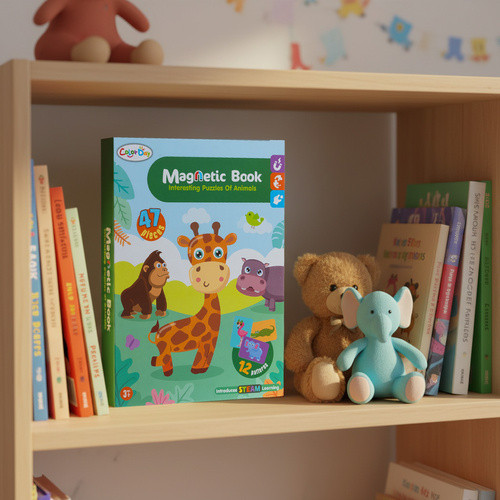 Mágneses Oktató Kirakó Montessori – 47 Mágnes, 6 Kártya – Afrikai Állatok, 3+ Éveseknek