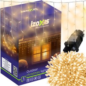   Izoxis 500 LED Kültéri-Beltéri Karácsonyi Fényfüzér, Meleg Fehér 22,5m, 8 Programmal, IP44 Védelemmel, 2300-2500K
