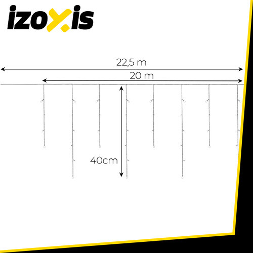 Izoxis 500 LED Kültéri-Beltéri Karácsonyi Fényfüzér, Meleg Fehér 22,5m, 8 Programmal, IP44 Védelemmel, 2300-2500K
