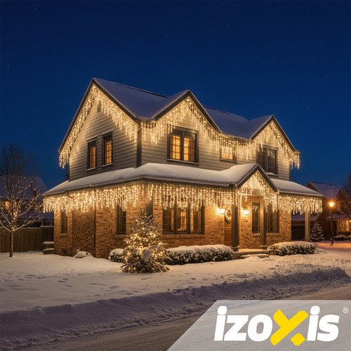 Izoxis 500 LED Kültéri-Beltéri Karácsonyi Fényfüzér, Meleg Fehér 22,5m, 8 Programmal, IP44 Védelemmel, 2300-2500K