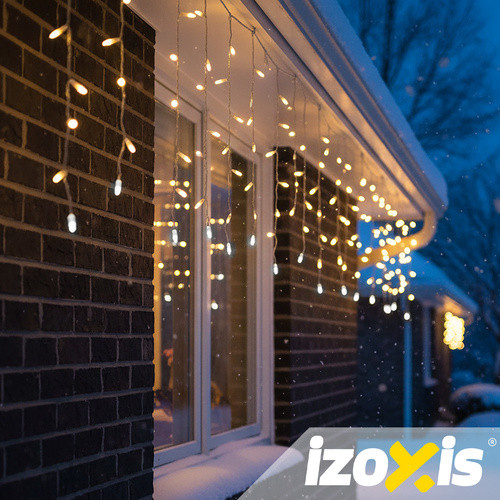 IZOXIS 100 LED Kültéri és Beltéri Fényfüzér - 6m, IP44, Meleg Fehér, Villanóhatással
