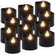 Ruhhy LED Gyertyák - 12 db, 3,6 cm, Fekete - Energiatakarékos Tealight Készlet