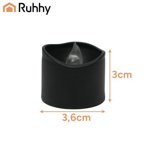 Ruhhy LED Gyertyák - 12 db, 3,6 cm, Fekete - Energiatakarékos Tealight Készlet