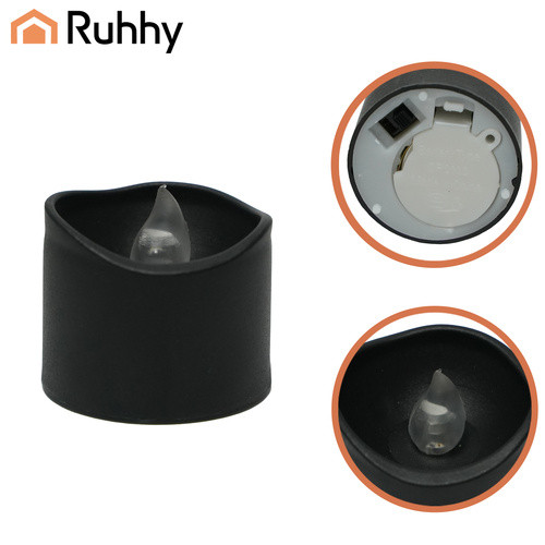 Ruhhy LED Gyertyák - 12 db, 3,6 cm, Fekete - Energiatakarékos Tealight Készlet