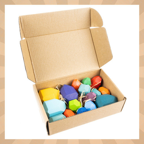 Kruzzel színes fa építőkockák – 16 darabos készlet gyerekeknek