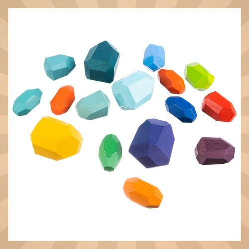 Kruzzel színes fa építőkockák – 16 darabos készlet gyerekeknek