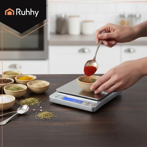 Ruhhy konyhai mérleg, 2 kg méréshatár, kompakt kivitel 