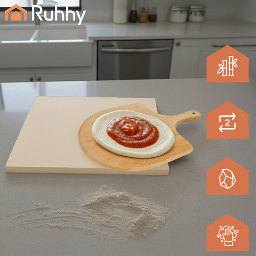 Ruhhy pizzakő sütőhöz és grillhez, vastag hőtartó kőlap 