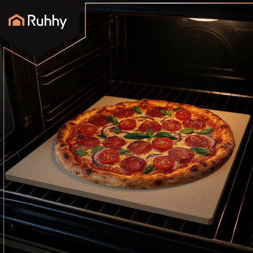 Ruhhy pizzakő sütőhöz és grillhez, vastag hőtartó kőlap 
