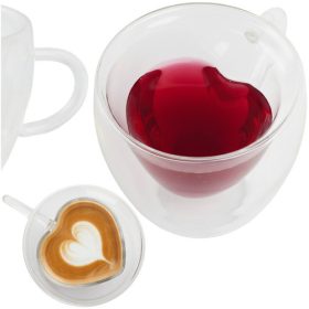 Hőálló üvegpohár szív mintával, 240 ml, 26906 