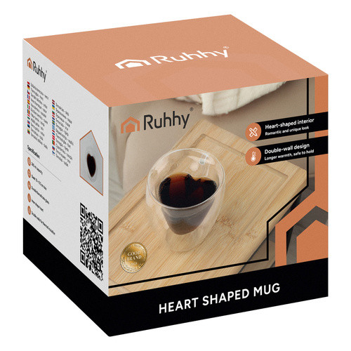 Hőálló üvegpohár szív mintával, 240 ml, 26906 