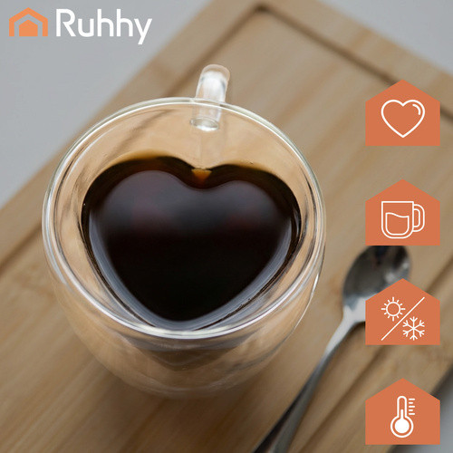 Hőálló üvegpohár szív mintával, 240 ml, 26906 