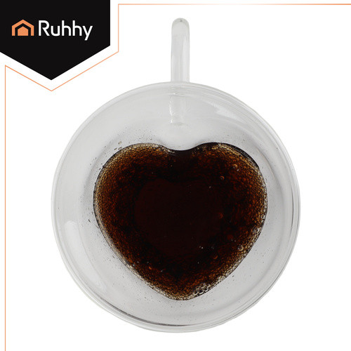 Hőálló üvegpohár szív mintával, 240 ml, 26906 