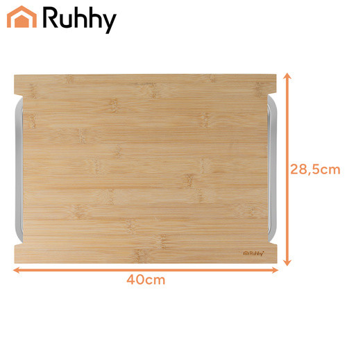 Ruhhy bambusz vágódeszka tárolóedényekkel, beépített sínekkel 