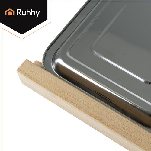 Ruhhy bambusz vágódeszka tárolóedényekkel, beépített sínekkel 